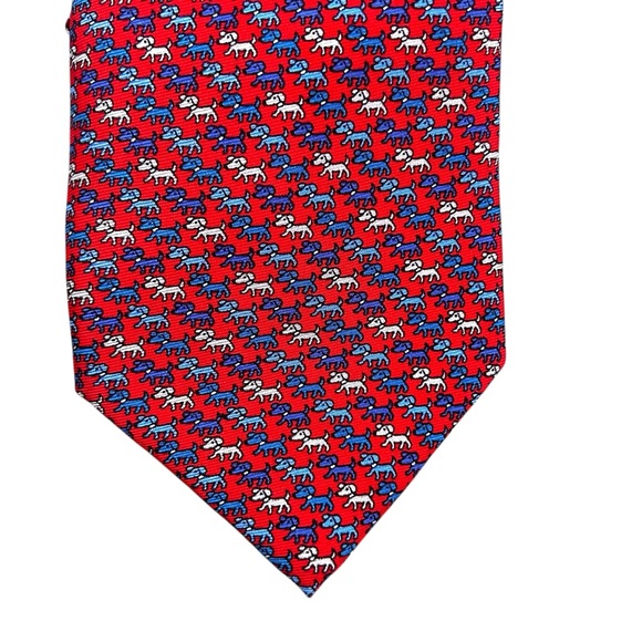 Jos A Bank Executive Collection red, white, and blue dog Silk Tie NWOT - Picture 2 of 5